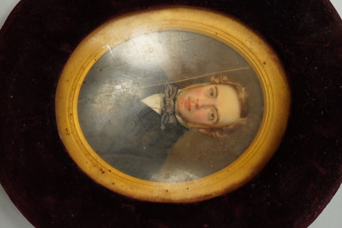 William Egley (1798-1870), Pair of portrait miniatures of a husband and wife, Mr. & Mrs. John Forman, Duncrahill, East Lothian, sittings taken October 1857, picture finished 1868, each with ink inscriptions verso, oval w
